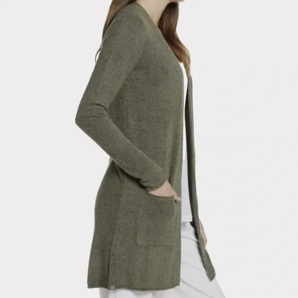 Barefoot Dreams - CozyChic Lite Travel Cardigan - Green - Size Medium - Picture 2 of 8